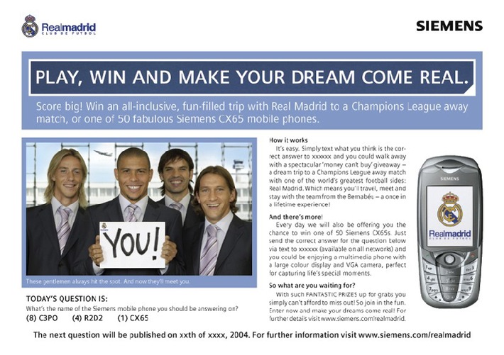 Einen Tag an der Seite von Ronaldo &amp; Co: Siemens nutzt Sportsponsoring für internationale Marketing-Promotion