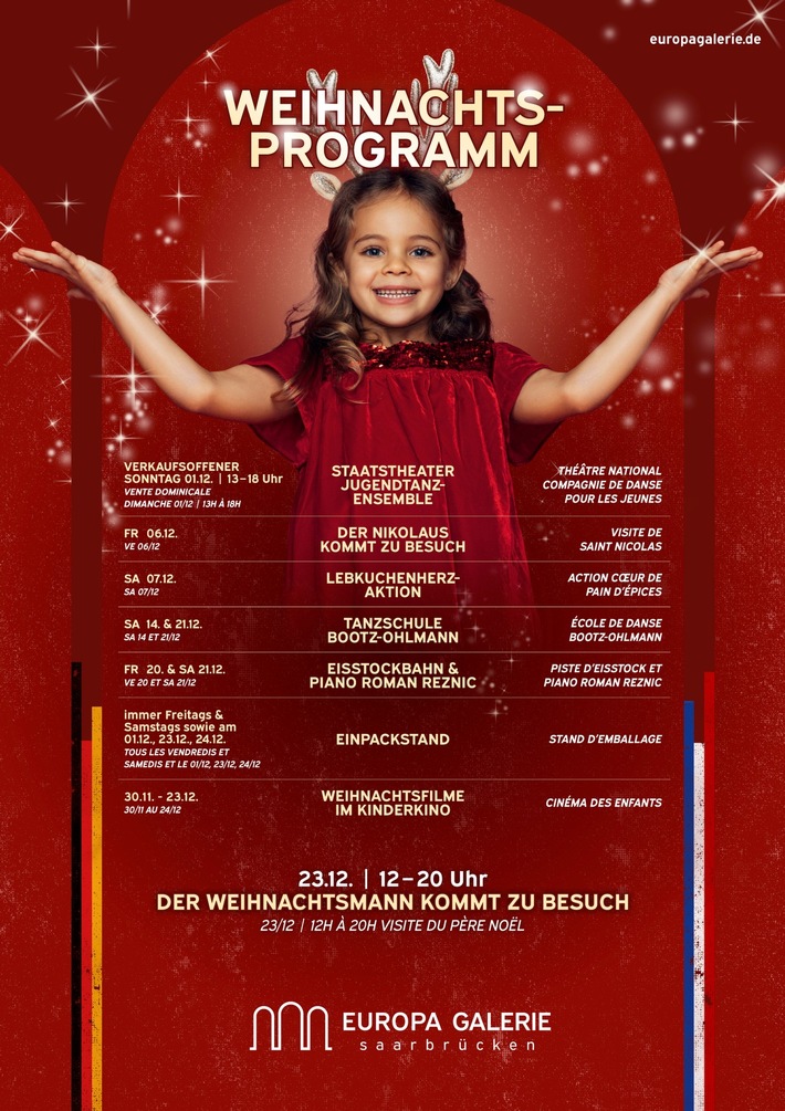 Pressemitteilung: Besucher der EUROPA-Galerie Saarbrücken freuen sich auf ein festliches Weihnachtsprogramm