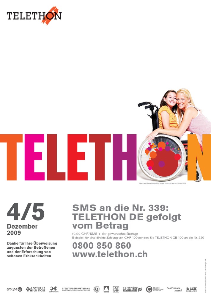 Telethon 2009: Spendenaktion für Menschen mit Erbkrankheiten am 4. und 5. Dezember
