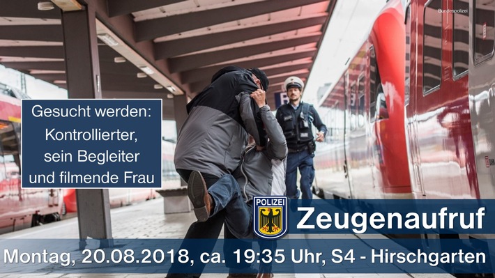 Bundespolizeidirektion München: Zeugenaufruf: Körperliche Attacken in der S-Bahn bzw. am Haltepunkt Hirschgarten