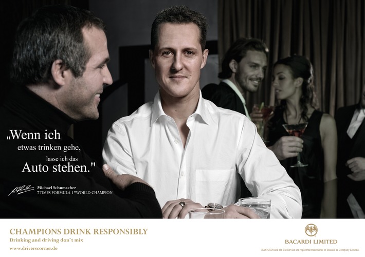 Bacardi Limited präsentiert CSR-Kampagne &quot;Champions Drink Responsibly&quot; / Michael Schumacher ist Botschafter