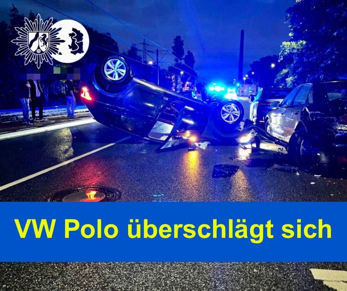 POL-DU: Hüttenheim: VW Polo landet auf dem Dach - Fahrer leicht verletzt