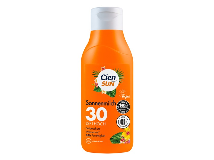 Der Sommerurlaub kann kommen: "Cien Sun Sonnenmilch" von Lidl ist günstigster Testsieger mit Lichtschutzfaktor 30