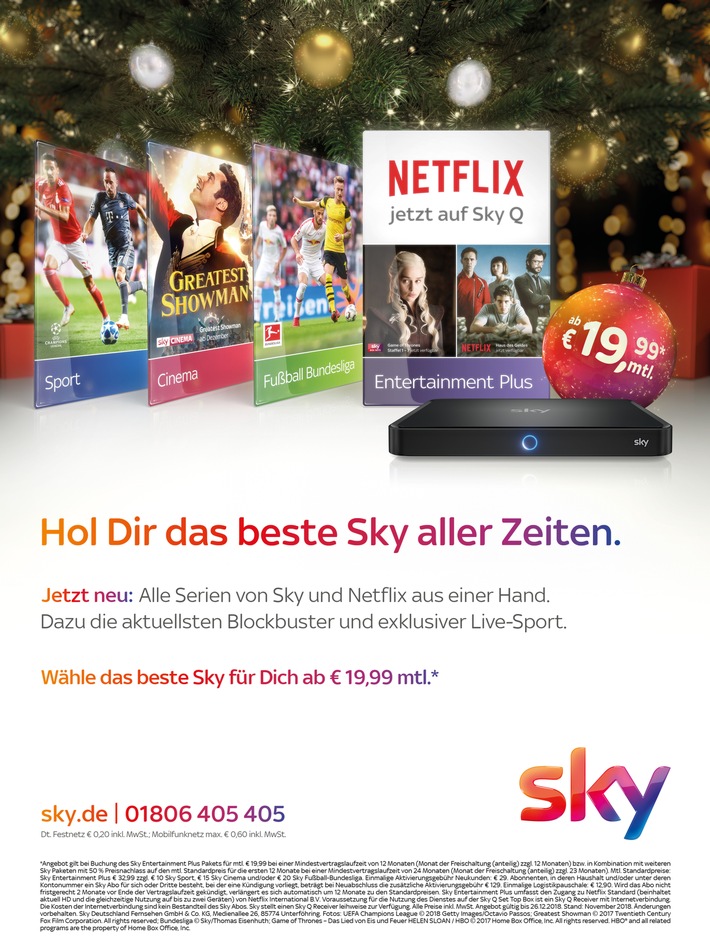 Sky läutet mit umfangreicher Marketingkampagne die Weihnachtszeit ein