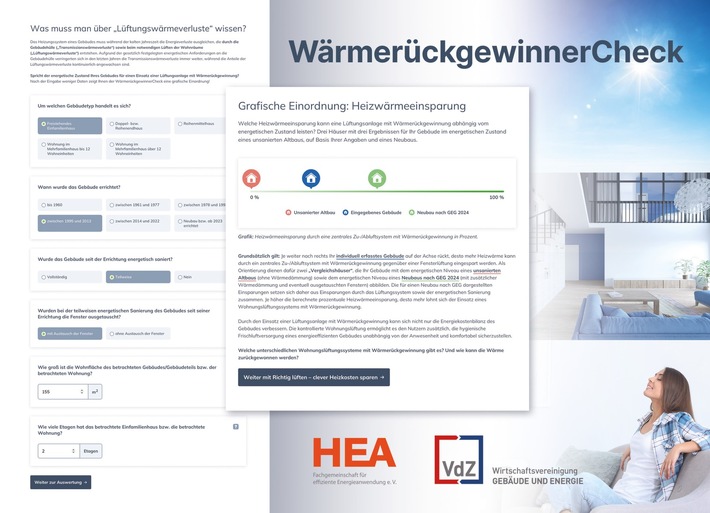 Neuer WärmerückgewinnerCheck von HEA und VdZ jetzt online