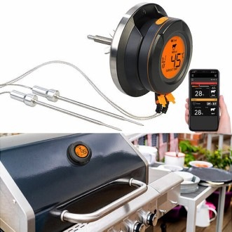Rosenstein &amp; Söhne Smartes Digital-Grill-Thermometer DGT-50.app, Umrüstset, 2 Sensoren, BT, App: smarte Überwachung für perfekte Grillergebnisse