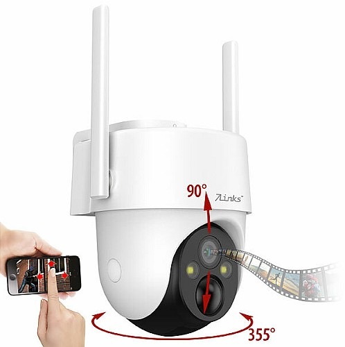 Überwachung auch ohne WLAN: 7links 4G / LTE-Pan-Tilt-Überwachungskamera IPC-730.lte, 2K-Auflösung, Akku, App, außen