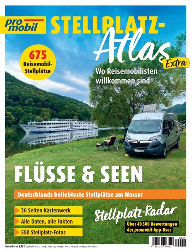 promobil Stellplatz-Atlas Extra 2024 / Deutschlands beliebteste Stellplätze an Flüssen und Seen