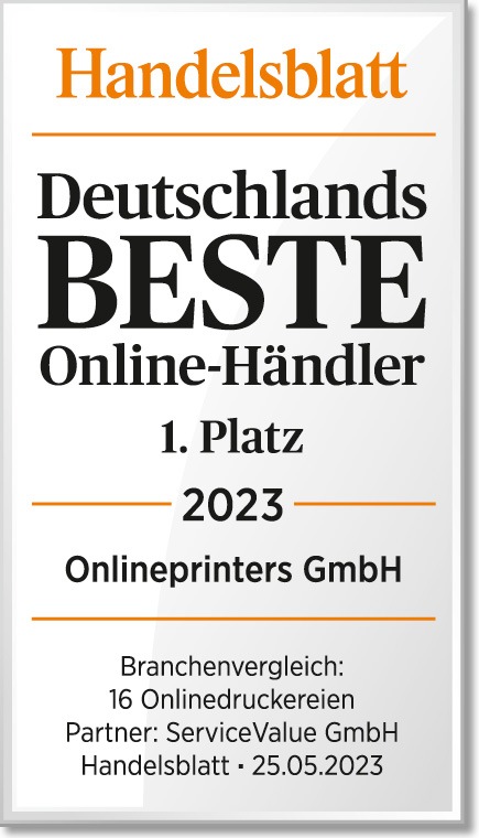 Onlineprinters von Handelsblatt als Bester Online-Händler ausgezeichnet