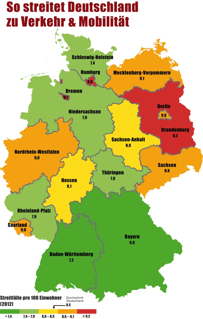 Deutschlands großer Streitatlas / Zoff im Verkehr ist eine Männerdomäne (FOTO)