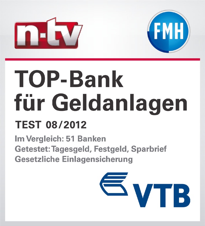 VTB Direktbank als &quot;TOP-Bank für Geldanlagen&quot; ausgezeichnet