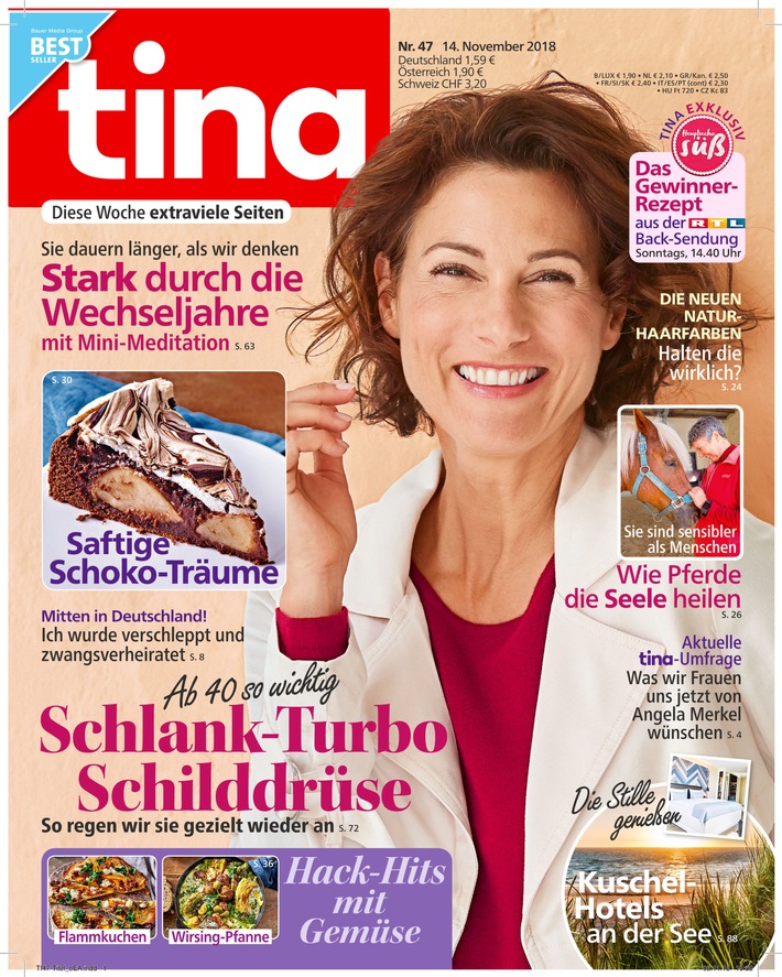 tina Cover 47/2018. Weiterer Text ber ots und www.presseportal.de/nr/43887 / Die Verwendung dieses Bildes ist fr redaktionelle Zwecke honorarfrei. Verffentlichung bitte unter Quellenangabe: 