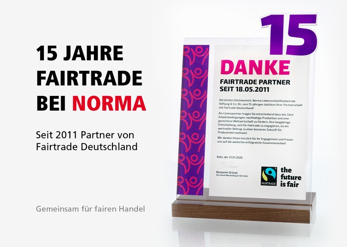15 Jahre Partnerschaft für Nachhaltigkeit: NORMA und Fairtrade Deutschland feiern gemeinsames Jubiläum / Mit NORMA für bessere Lebensbedingungen von Millionen von Menschen