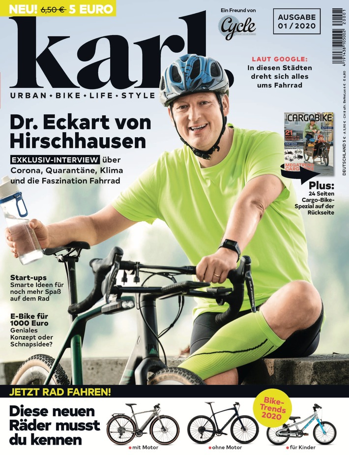 Eckhart von Hirschhausen im großen KARL-Interview: &quot;Ich bin extremer Fan von E-Bikes und Lastenrädern!&quot;
