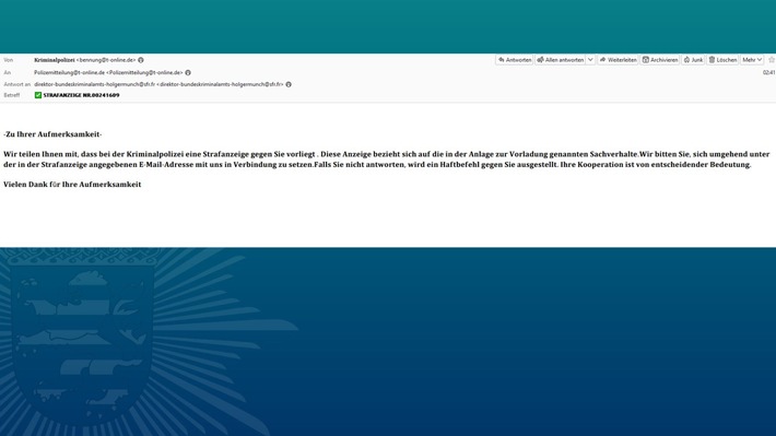 POL-MR: Betrug-E-Mails im Namen der Krimnalpolizei im Umlauf