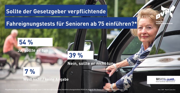 Mehrheit für Fahreignungstests ab 75 Jahren / DVR-Umfragen zur Fahrtauglichkeit älterer Menschen