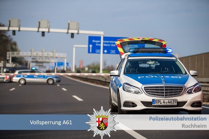 POL-PDNW: Polizeiautobahnstation Ruchheim - Vollsperrung A61 aufgrund Verunreinigung