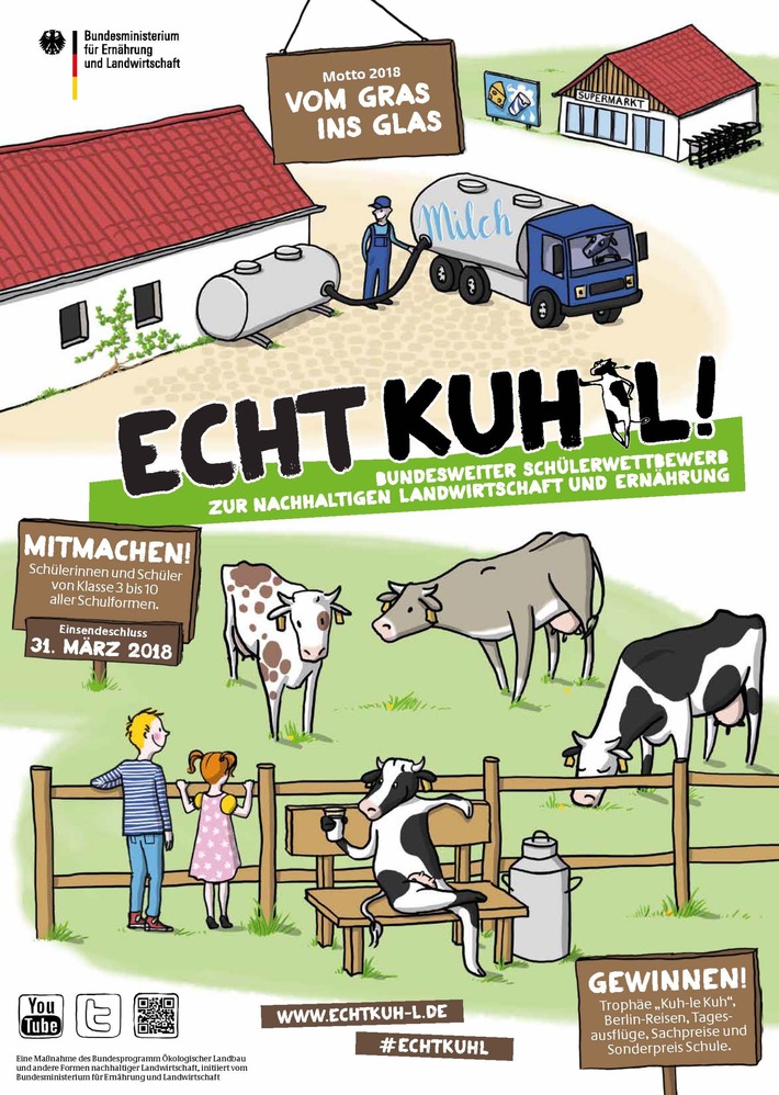 Vom Gras ins Glas / Schülerwettbewerb "Echt Kuh-l!" startet in die neue Runde