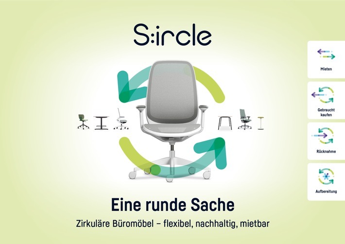 Mit S:ircle wird das Einrichten zum dynamischen Prozess - individuell, transparent und zukunftssicher. Über die digitale Plattform, die jedem Nutzer frei zur Verfügung steht, behalten Unternehmen jederzeit den Überblick über ihren Bestand und ihren ökologischen Fußabdruck. So macht S:ircle eine umweltbewusste Einrichtung nicht nur möglich, sondern messbar - eine runde Sache. / Weiterer Text über ots und www.presseportal.de/nr/43223 / Die Verwendung dieses Bildes für redaktionelle Zwecke ist unter Beachtung aller mitgeteilten Nutzungsbedingungen zulässig und dann auch honorarfrei. Veröffentlichung ausschließlich mit Bildrechte-Hinweis.
