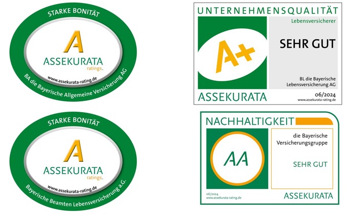 Pressemeldung: Die Bayerische erzielt im Assekurata-Nachhaltigkeitsrating ein „AA" (sehr gut) und der Versicherungskonzern bestätigt Spitzenbewertungsgruppe für Töchter und Mutter