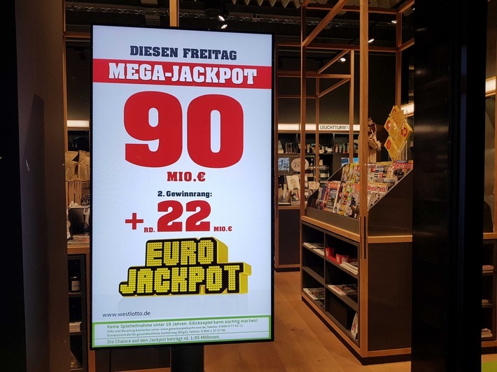 Der 90-Millionen-Euro-Jackpot bei der Lotterie Eurojackpot wurde heute geknackt. Weiterer Text über ots und www.presseportal.de/nr/107909 / Die Verwendung dieses Bildes ist für redaktionelle Zwecke honorarfrei. Veröffentlichung bitte unter Quellenangabe: "obs/Eurojackpot/Bodo Kemper"