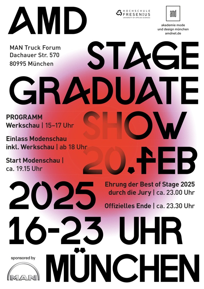 Einladung zur Graduate Fashionshow und Werkschau der AMD Akademie Mode & Design am 20. Februar in München