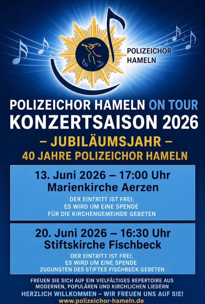 POL-HM: 40 Jahre Polizeichor Hameln - und weiterhin "on Tour"