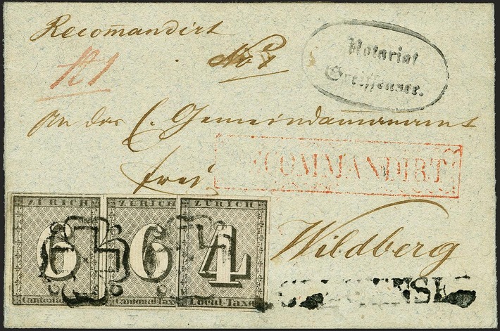 Schweizer Briefmarken-Ikone "Greifensee-Brief" für CHF 650