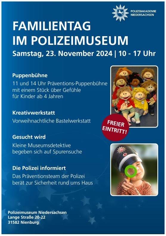 POL-NI: Familientag im Polizeimuseum am 23.11.2024 von 10-17 Uhr