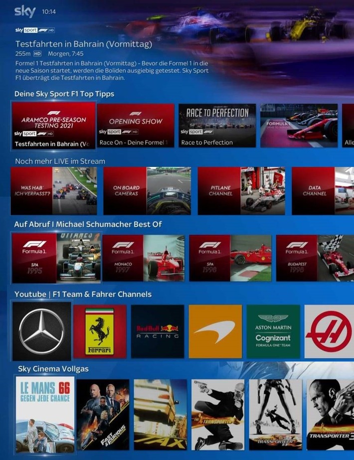 Das beste Formel 1 Erlebnis aller Zeiten geht auf Sky Q an den Start