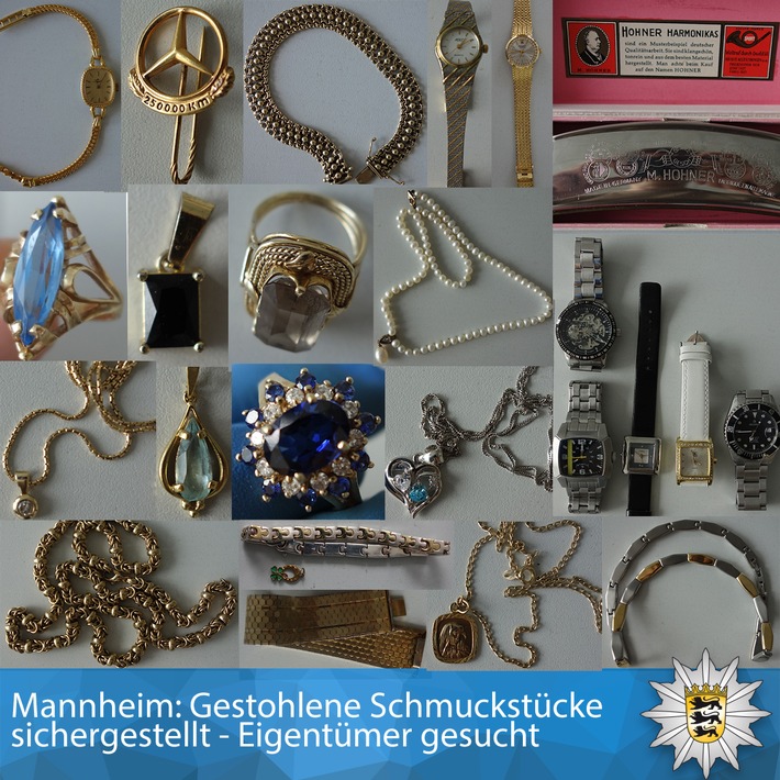 POL-MA: Mannheim: Gestohlene Schmuckstücke sichergestellt - Eigentümer gesucht