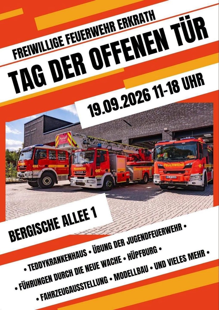 FW-Erkrath: Tag der offenen Tür in der Feuer- und Rettungswache in Erkrath-Hochdahl