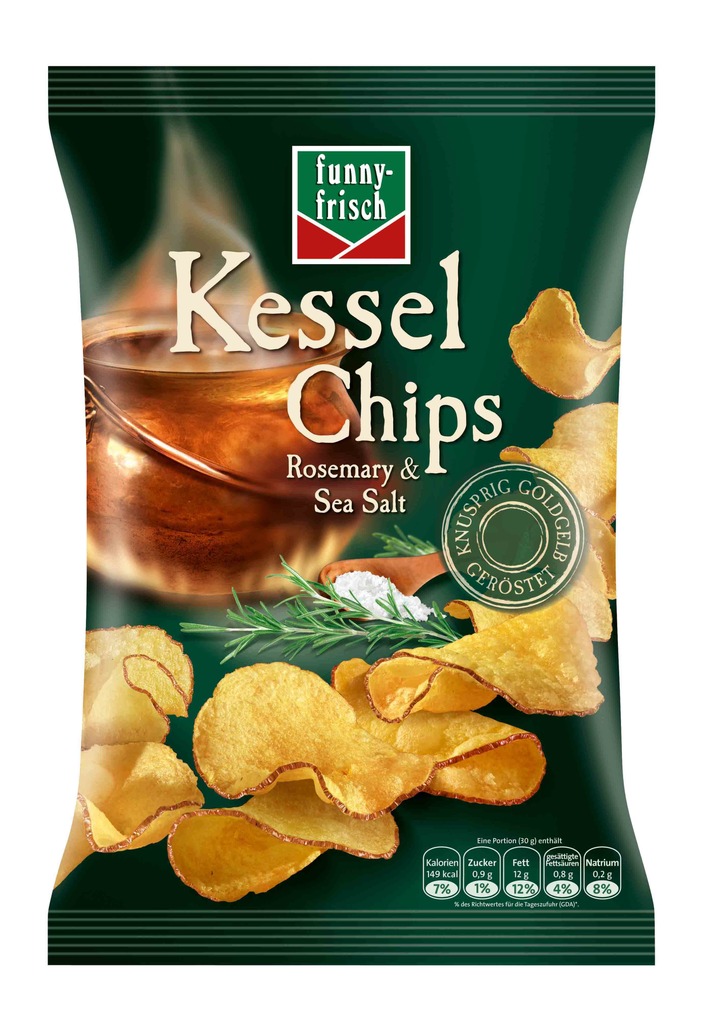 Extra knusprig, extra würzig, extra lecker: Kessel Chips von funny-frisch begeistern mit neuer Sorte Rosemary & Sea Salt (BILD)