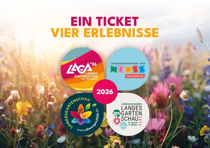 Ein Ticket, viermal Gartenglück: Landesgartenschauen 2026 starten gemeinsame Ticketaktion