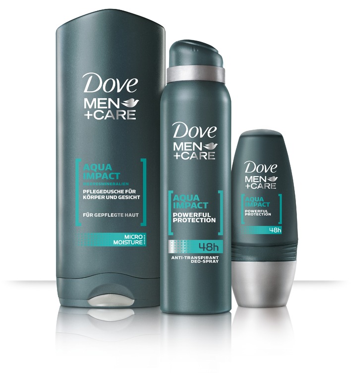 NEU: Dove MEN+CARE AQUA IMPACT mit vitalisierenden Meeresmineralien ergänzt die Dove Männerpflegeserie (mit Bild)