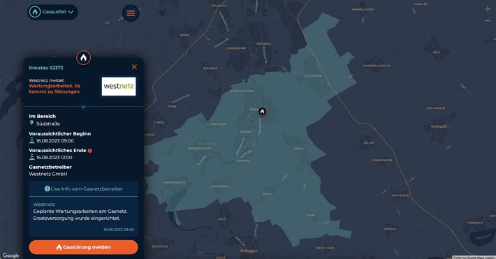 Störungsauskunft.de: Online-Portal mit neuen Modulen für die Gas- und Wasserversorgung