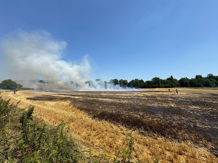 FW-Erkrath: Feuerwehr Erkrath bekämpft Flächenbrand von rund 9.000 m²