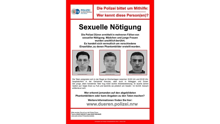 POL-DN: Sexuelle Nötigung - Fahndung mit Phantombildern