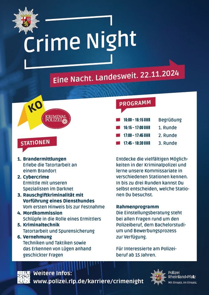 POL-PPKO: PP Koblenz beteiligt sich an landesweiter "Crime Night" am 22. November 2024!