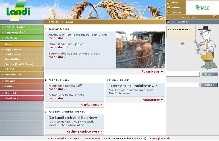 Information und Kommunikation in der Agrarwirtschaft: www.landi.ch von fenaco