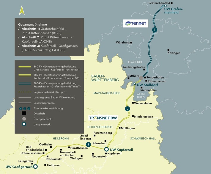 Presseinformation // Verstärkung des Stromnetzes zwischen Kupferzell und Leingarten startet