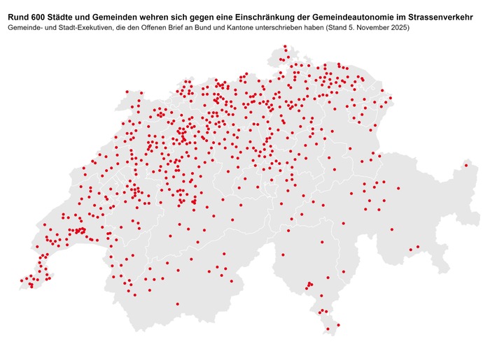Offener Brief: Rund 600 Städte und Gemeinden wehren sich gegen eine Einschränkung der Gemeindeautonomie im Strassenverkehr