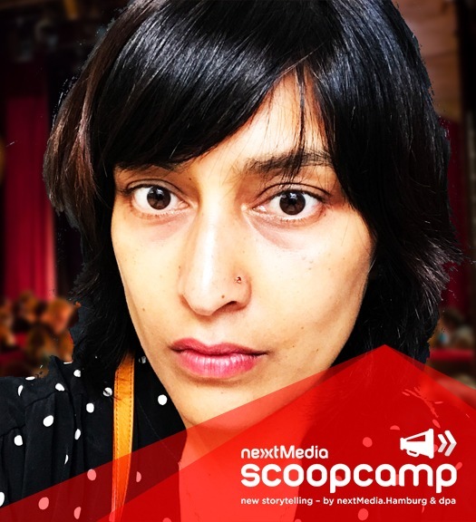 scoopcamp 2019: Shazna Nessa (Wall Street Journal) erhält scoop Award. Weiterer Text über ots und www.presseportal.de/nr/8218 / Die Verwendung dieses Bildes ist für redaktionelle Zwecke honorarfrei. Veröffentlichung bitte unter Quellenangabe: "obs/dpa/scoopcamp/"