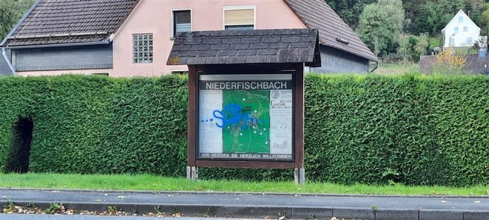 POL-PDNR: Niederfischbach - Farbschmierereien im gesamten Ortsbereich