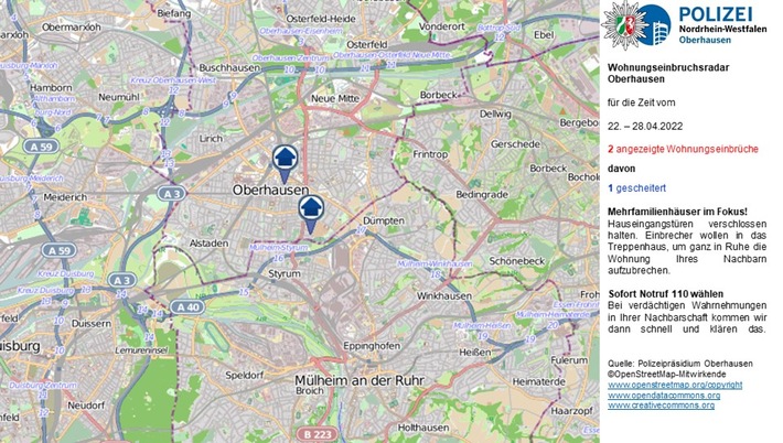 POL-OB: Wohnungseinbruchsradar für Oberhausen - Warum gelangen Einbrecher unbemerkt in Ihr Mehrfamilienhaus?