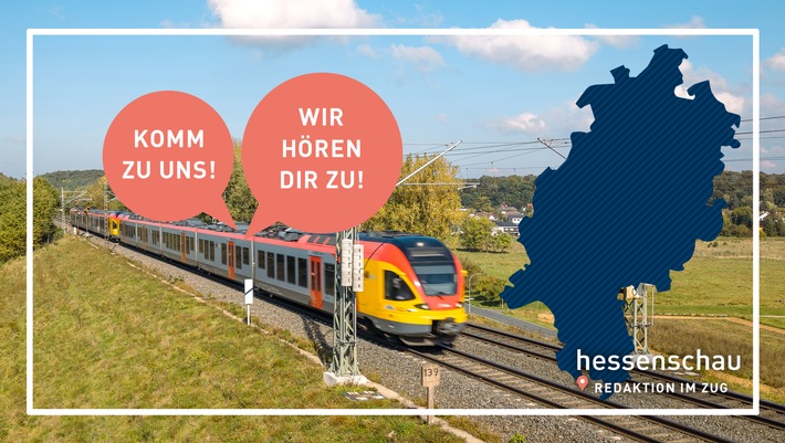 "hessenschau"-Pop-up-Redaktion fährt im Zug durch Hessen