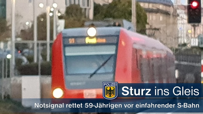 Bundespolizeidirektion München: Alkoholbedingter Sturz ins Gleis: S-Bahn stoppt in letzter Minute