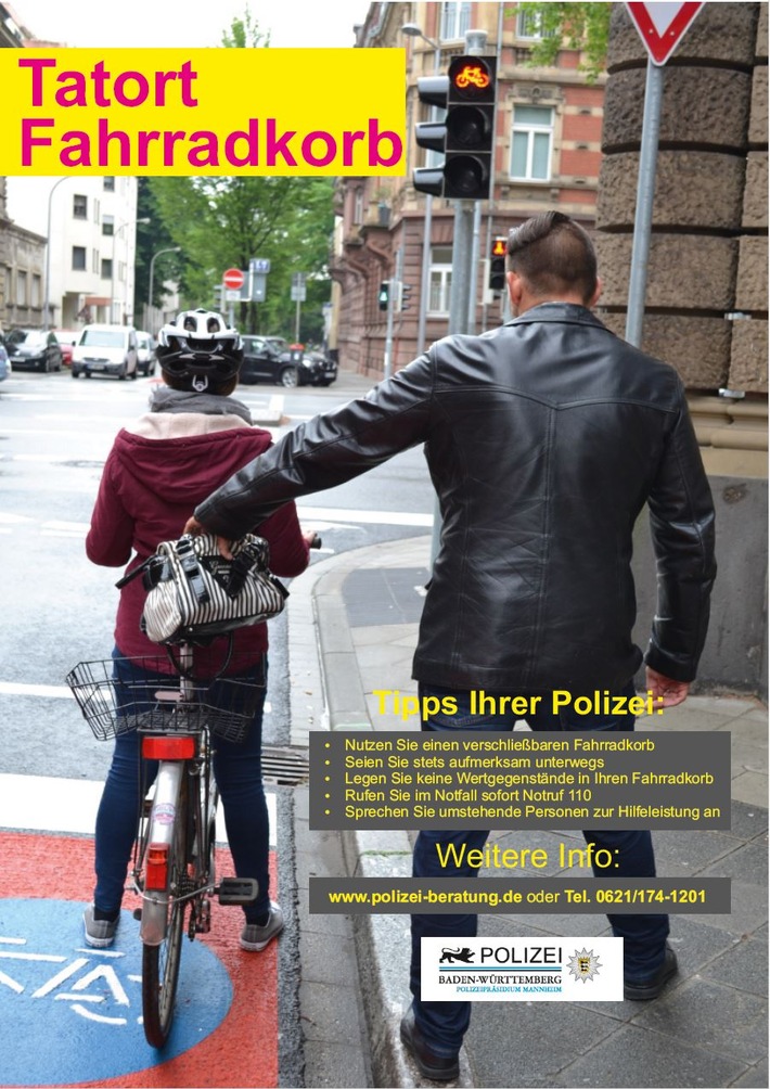POL-MA: Schwetzingen/Rhein-Neckar-Kreis: Taschen aus Fahrradkörben gestohlen