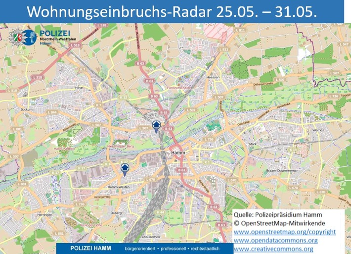 POL-HAM: Wohnungseinbruchs-Radar Hamm 25.05. - 31.05.2020