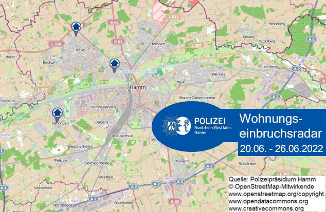 POL-HAM: Wohnungseinbruchsradar Hamm für die Woche vom 20. Juni bis 26. Juni 2022